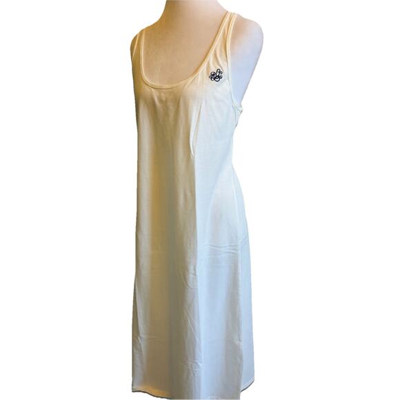 VTG 80's Ralph Lauren White Cotton Nightgown Slip Maxi Dress Long Pjs Crest Logo - Picture 2 of 11